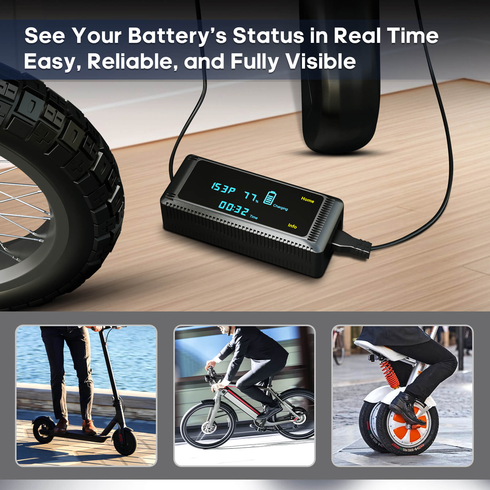 e bike universal ladegerät Touch Screen AC/DC E-bike/Scooter Advanced Smart Charger