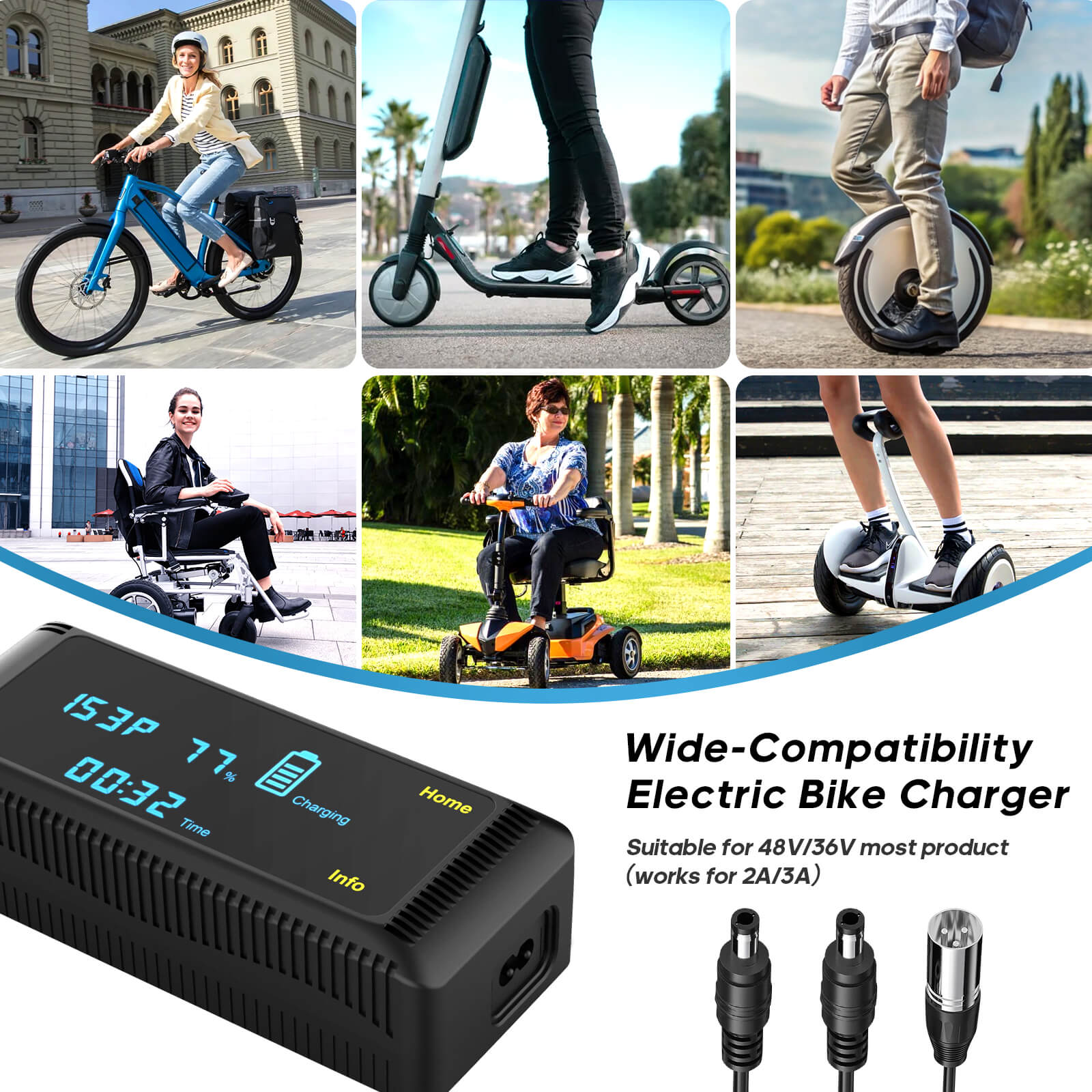 Touch Screen AC/DC E-bike/Scooter Advanced Smart Charger – Maintebike Touch Screen AC/DC E-bike/Scooter Advanced Smart Charger – Maintebike